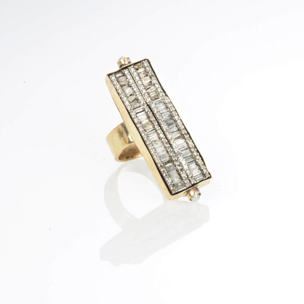 Gold & Diamond Rectangle Ring