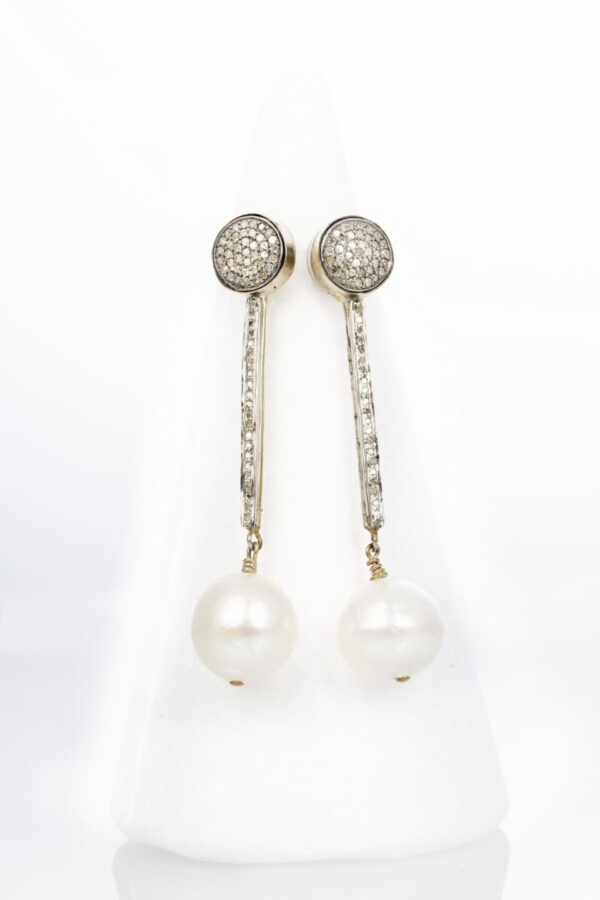 Diamond & Pearl Drop Earrings