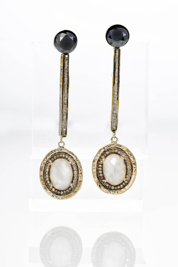 Onyx & Pearl Gold Drop Earrings