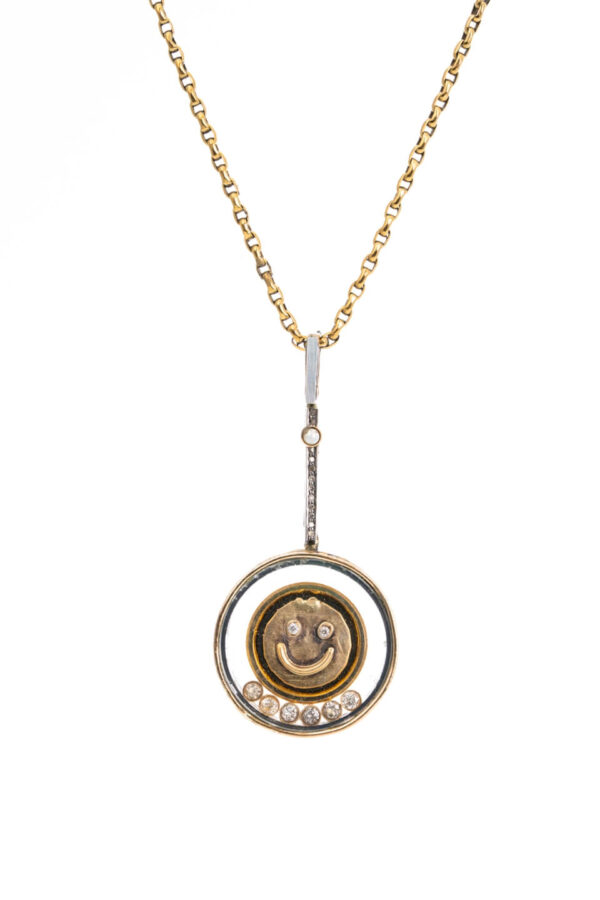 "Smiley" Diamond & Gold Drop Necklace