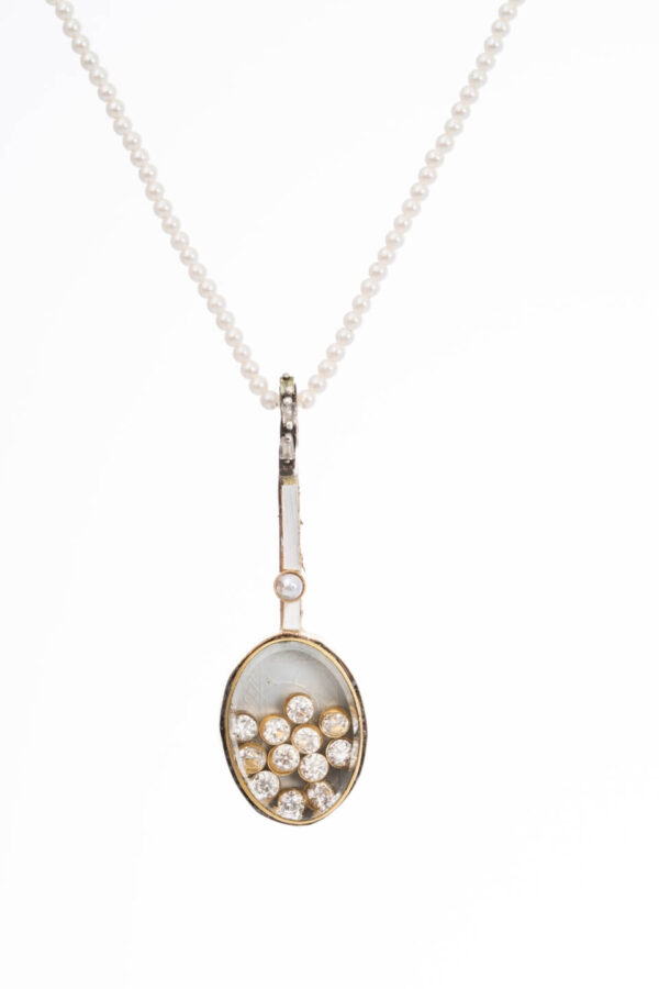 Diamonds & Pearls Gold Drop Necklace