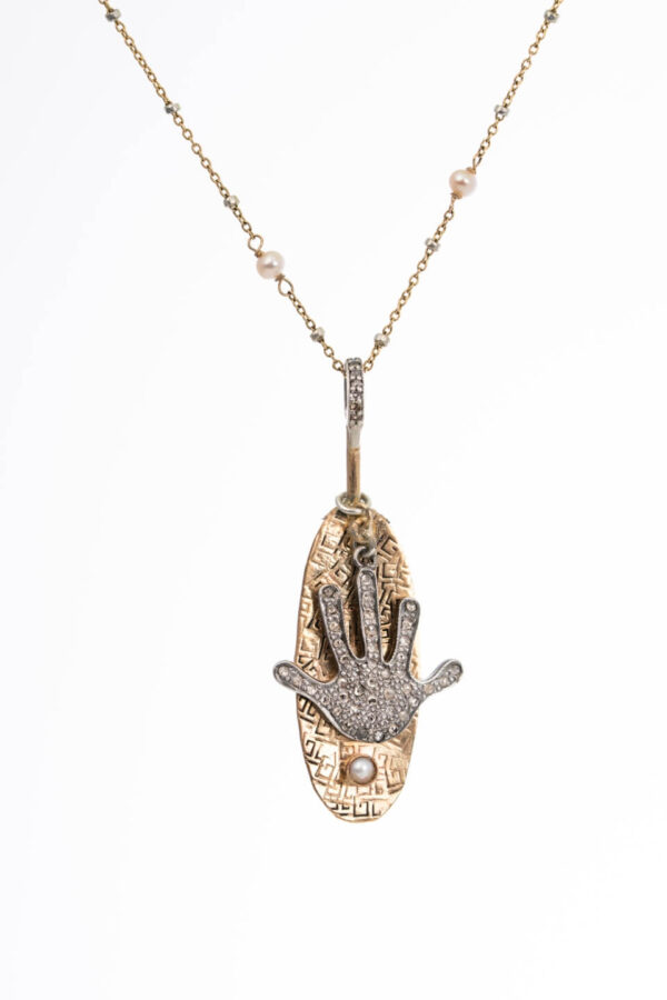 Silver & Gold "Hand" Drop Necklace