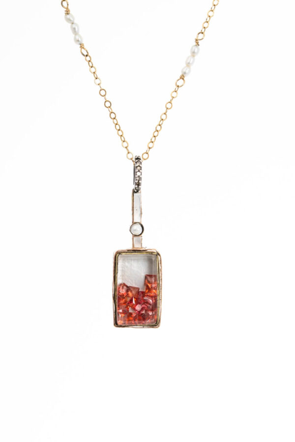 Gemstones & Pearl Gold Drop Necklace
