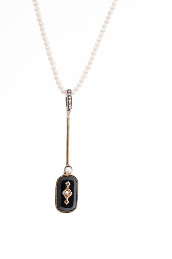 Onyx & Pearl Drop Necklace