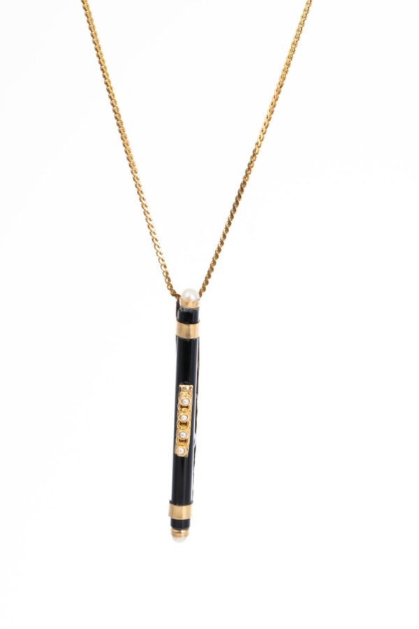 Onyx & Pearls Gold Necklace